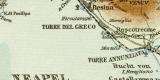 Neapel und Umgebung historischer Stadtplan Karte Lithographie ca. 1905