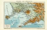Neapel & Umgebung Stadtplan Lithographie 1906 Original der Zeit