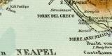 Neapel & Umgebung Stadtplan Lithographie 1909...