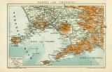 Neapel und Umgebung historischer Stadtplan Karte Lithographie ca. 1911