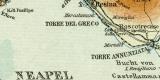 Neapel und Umgebung historischer Stadtplan Karte Lithographie ca. 1911