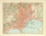 Neapel historischer Stadtplan Karte Lithographie ca. 1902