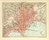 Neapel Stadtplan Lithographie 1903 Original der Zeit