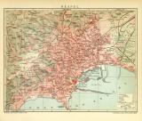 Neapel historischer Stadtplan Karte Lithographie ca. 1905