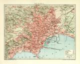 Neapel historischer Stadtplan Karte Lithographie ca. 1906