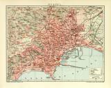 Neapel historischer Stadtplan Karte Lithographie ca. 1908