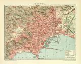 Neapel Stadtplan Lithographie 1912 Original der Zeit
