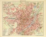 München historischer Stadtplan Karte Lithographie ca. 1902