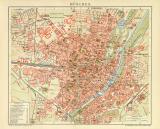 München Stadtplan Lithographie 1904 Original der Zeit