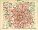 München Stadtplan Lithographie 1907 Original der Zeit