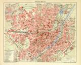 München historischer Stadtplan Karte Lithographie ca. 1911