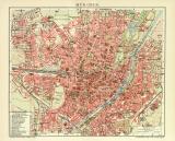 München historischer Stadtplan Karte Lithographie ca. 1912