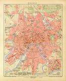 Moskau historischer Stadtplan Karte Lithographie ca. 1905