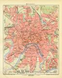 Moskau historischer Stadtplan Karte Lithographie ca. 1908
