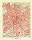 Moskau historischer Stadtplan Karte Lithographie ca. 1910
