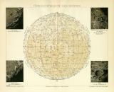 Mondkarte Lithographie 1911 Original der Zeit