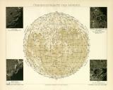 Mondkarte Lithographie 1912 Original der Zeit