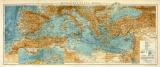 Mittelmeer Karte Lithographie 1902 Original der Zeit