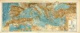 Mittelländisches Meer historische Landkarte Lithographie ca. 1904