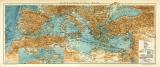 Mittelmeer Karte Lithographie 1905 Original der Zeit