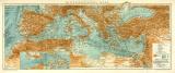 Mittelländisches Meer historische Landkarte Lithographie ca. 1909