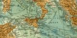 Mittelmeer Karte Lithographie 1911 Original der Zeit
