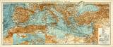 Mittelländisches Meer historische Landkarte Lithographie ca. 1912
