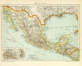 Mexiko historische Landkarte Lithographie ca. 1902