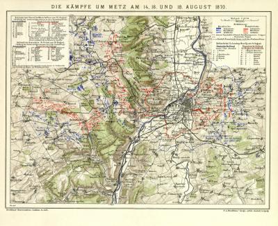 Kämpfe um Metz 1870 Lithographie 1905 Original der Zeit