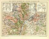 Die Kämpfe um Metz am 14. 16. und 18. August 1870 historische Militärkarte Lithographie ca. 1910