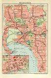Melbourne Stadtplan Lithographie 1909 Original der Zeit