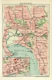 Melbourne Stadtplan Lithographie 1912 Original der Zeit