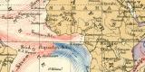 Meeresströmungen historische Landkarte Lithographie ca. 1902