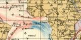 Meeresströmungen historische Landkarte Lithographie ca. 1909