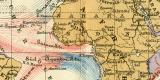Meeresströmungen historische Landkarte Lithographie ca. 1911