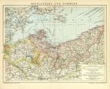 Mecklenburg & Pommern Karte Lithographie 1902...
