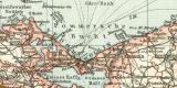 Mecklenburg und Pommern historische Landkarte Lithographie ca. 1905