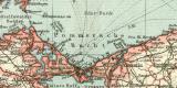 Mecklenburg & Pommern Karte Lithographie 1907...