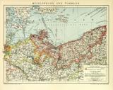 Mecklenburg und Pommern historische Landkarte Lithographie ca. 1909
