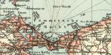 Mecklenburg und Pommern historische Landkarte Lithographie ca. 1911