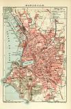 Marseille historischer Stadtplan Karte Lithographie ca. 1910