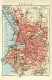 Marseille historischer Stadtplan Karte Lithographie ca. 1912