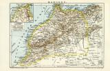 Marokko historische Landkarte Lithographie ca. 1905