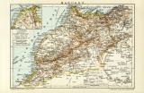 Marokko historische Landkarte Lithographie ca. 1912