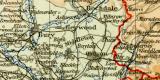 Industriegebiet Manchester - Leeds historische Landkarte Lithographie ca. 1904