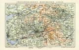 Industriegebiet Manchester - Leeds historische Landkarte Lithographie ca. 1905