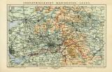 Industriegebiet Manchester - Leeds historische Landkarte...