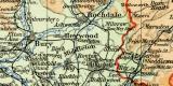 Industriegebiet Manchester - Leeds historische Landkarte Lithographie ca. 1912