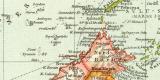 Malaiischer Archipel historische Landkarte Lithographie ca. 1905