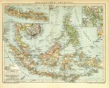 Malaiischer Archipel Karte Lithographie 1907 Original der...